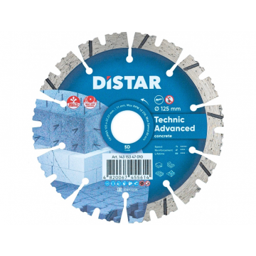 Диск алмазный отрезной по армированному бетону сегментированный Distar Technic Advanced 125х22,23 мм