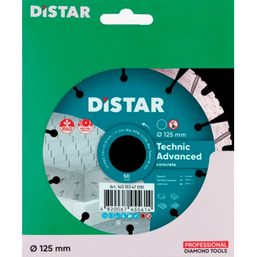 Диск алмазный отрезной по армированному бетону сегментированный Distar Technic Advanced 125х22,23 мм
