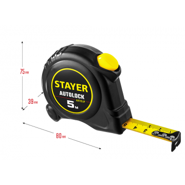 Рулетка с автостопом Stayer AutoLock 5м х 19мм Рулетка с автостопом Stayer AutoLock 5м х 19мм