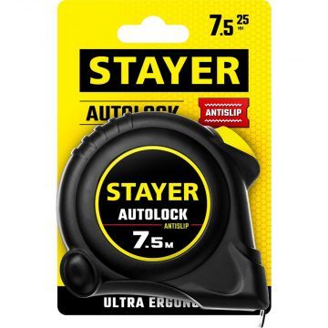 Рулетка с автостопом Stayer AutoLock 7,5м х 25мм Рулетка с автостопом Stayer AutoLock 7,5м х 25мм