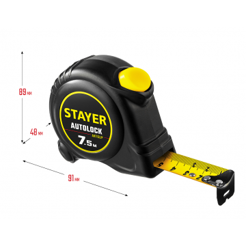 Рулетка с автостопом Stayer AutoLock 7,5м х 25мм Рулетка с автостопом Stayer AutoLock 7,5м х 25мм
