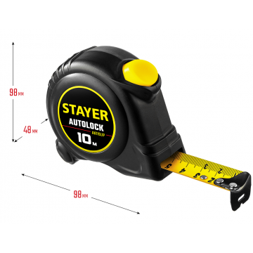 Рулетка с автостопом Stayer AutoLock 10м х 25мм