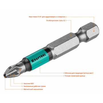 Бита Kraftool Optimum Line PH2 магнитная 50 мм