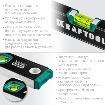 Уровень с зеркальным глазком Kraftool 60 см