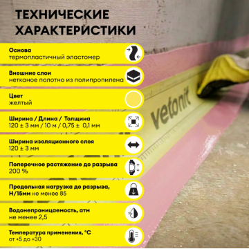 Лента гидроизоляционная Vetonit тек АкваБанд 828 12 см 10 м Лента гидроизоляционная Vetonit тек АкваБанд 828 12 см 10 м